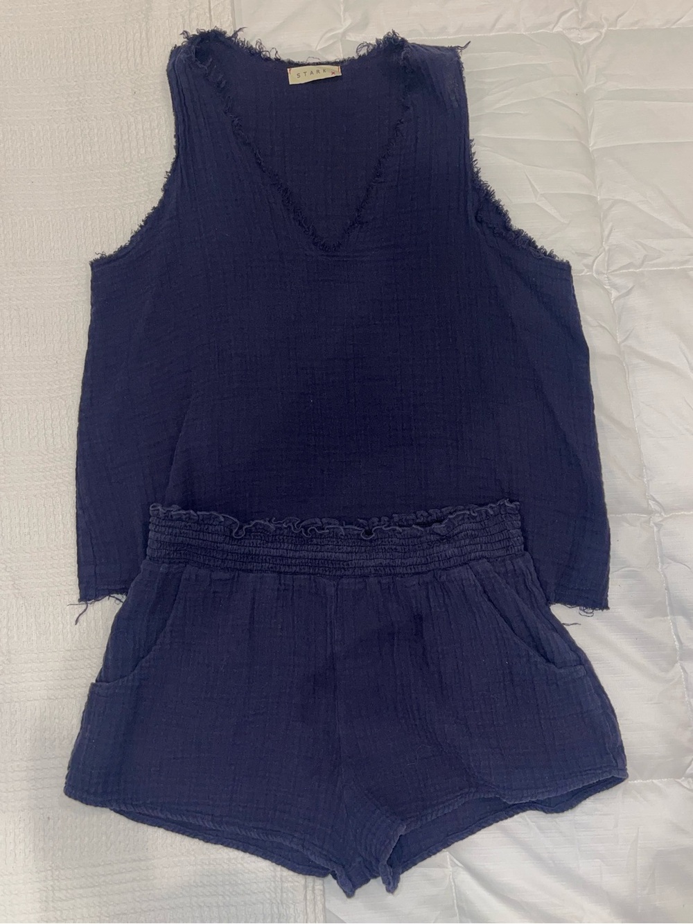 Stark X navy shorts set
